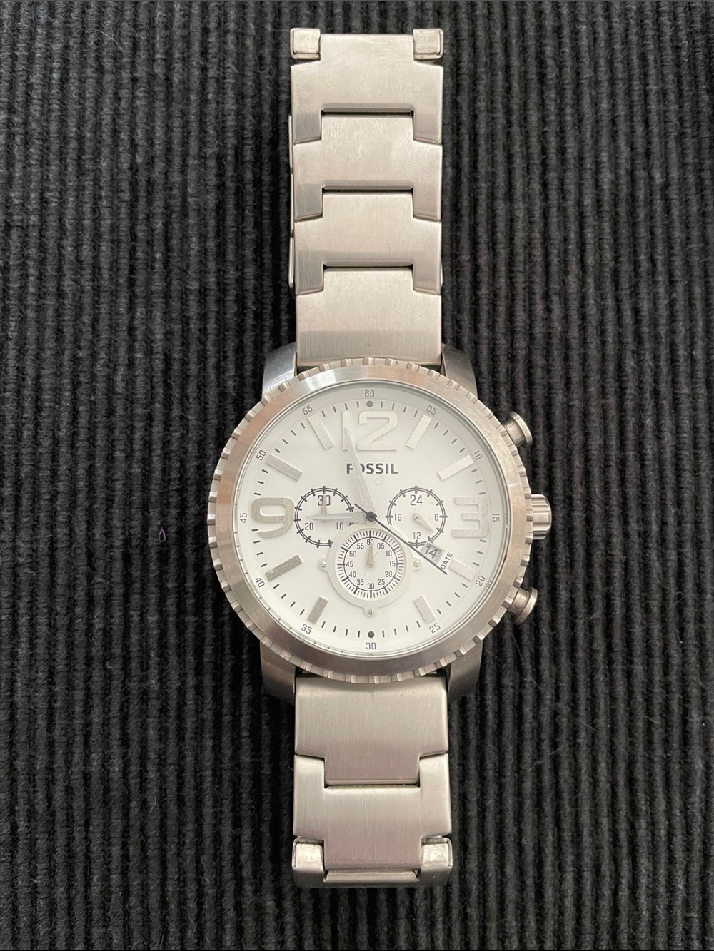 Fossil Silver-Tone Chronograph Bracelet Watch